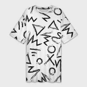 Платье-футболка 3D с принтом Крестики, Нолики и Треугольники Нарисованные Кистью в Белгороде,  |  | abstraction | figure | geometry | isometric | pattern | shape | абстракция | геометрия | изометрический | кресты | нули | треугольники | узор | фигура | форма