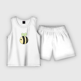 Детская пижама с шортами хлопок с принтом Круглая пчелка минимализм в Белгороде,  |  | bee | желто черная | круглая пчела | плеча | пчелка