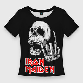 Женская футболка 3D Slim с принтом Iron Maiden Череп в Белгороде,  |  | iron | iron maiden | maiden | music | rock | айрон майден | айрон мейден | музыка | рок | черпеп
