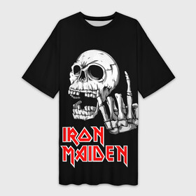 Платье-футболка 3D с принтом Iron Maiden Череп в Белгороде,  |  | iron | iron maiden | maiden | music | rock | айрон майден | айрон мейден | музыка | рок | черпеп