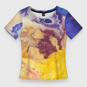 Женская футболка 3D Slim с принтом Тайфун Красок в Белгороде,  |  | abstraction | acrylic | art | paint | painting | spots | typhoon | абстракция | акриловая | живопись | искусство | краска | пятна | тайфун