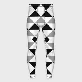 Мужские тайтсы 3D с принтом Черно белый геометрический узор треугольники в Белгороде,  |  | geometric pattern | geometric shapes | геометрические фигуры | геометрический узор | треугольники | черно белый