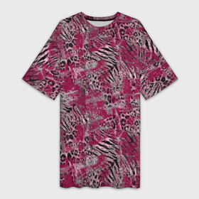 Платье-футболка 3D с принтом Тигровый леопардовый гранж в Белгороде,  |  | abstract | grunge | leopard | leopard skin | spott | striped | teaser skin | tiger | абстрактный | бордовый | вишневый | гранжевый | леопардовый | полосатый | пятнистый | текстурированный | тигровый | черный