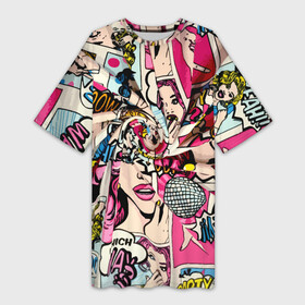 Платье-футболка 3D с принтом Twisted pop atr pattern в Белгороде,  |  | color | fashion | pattern | pop art | retro | мода | паттерн | поп арт | ретро | цвет