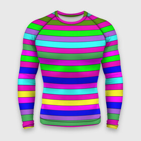 Мужской рашгард 3D с принтом Multicolored neon bright stripes в Белгороде,  |  | bright stripes | multicolored | neon | stripes | неоновые полосы | полосатый узор | яркие полосы
