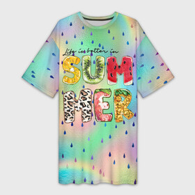 Платье-футболка 3D с принтом Summer буквы из фруктов в Белгороде,  |  | summer | жара | летний | лето | свежесть | фрукты