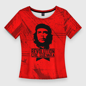 Женская футболка 3D Slim с принтом Че Гевара  на красном фоне в Белгороде,  |  | anarchy | che | che guevara | comandante | hasta la victoria siempre | анархия | гевара | до победы всегда | историческая личность | комунист | куба | революция | социализм | фидель кастро | че | че гевара | эрнесто