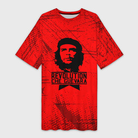 Платье-футболка 3D с принтом Че Гевара  на красном фоне в Белгороде,  |  | anarchy | che | che guevara | comandante | hasta la victoria siempre | анархия | гевара | до победы всегда | историческая личность | комунист | куба | революция | социализм | фидель кастро | че | че гевара | эрнесто