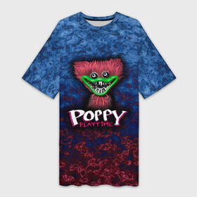 Платье-футболка 3D с принтом Poppy playtime Haggy Waggy Хагги Вагги Поппи плейтайм в Белгороде,  |  | haggy waggy | poppy playtime game | поппи плейтайм | розовый | синий | хагги вагги