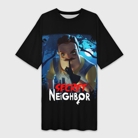 Платье-футболка 3D с принтом Secret Neighbor в Белгороде,  |  | hello neighbor | видеоигра | игра | привет сосед | сосед | теодор питерсон