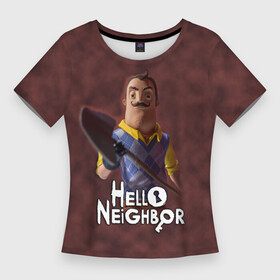Женская футболка 3D Slim с принтом Привет сосед: Сосед с лопатой в Белгороде,  |  | hello neighbor | видеоигра | игра | ник рот | привет сосед | сосед | теодор питерсон