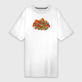 Платье-футболка хлопок с принтом Study of Mushrooms в Белгороде,  |  | ботаника | винтаж | грибы | картина | классика | книга | минимализм | природа | флора | цветы