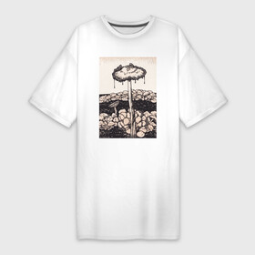 Платье-футболка хлопок с принтом Dripping Mushroom в Белгороде,  |  | ботаника | винтаж | грибы | картина | книга | минимализм | природа | флора | цветы