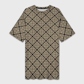 Платье-футболка 3D с принтом Паттерн золотые квадраты в Белгороде,  |  | абстрактные | абстракция | геометрия | классика | классические | нейтральные | спокойные | узор | узоры