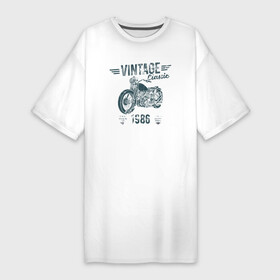 Платье-футболка хлопок с принтом Винтажная классика 1986 (мотоцикл) в Белгороде,  |  | 1986 | 86 | год | год рождения | день рождения | ко дню рождения | мото | мото техника | мототехника | мотоцикл | на день рождения | прямиком из | родился в | сделан в