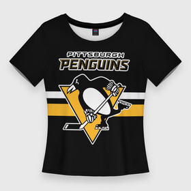 Женская футболка 3D Slim с принтом Питтсбург Пингвинз форма в Белгороде,  |  | nhl | pittsburgh penguins | нхл | питтсбург пингвинз | хоккей