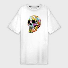 Платье-футболка хлопок с принтом Art cool skull в Белгороде,  |  | art | color | graffiti | jaw | skull | star | teeth | граффити | звезда | зубы | искусство | пасть | цвет | череп