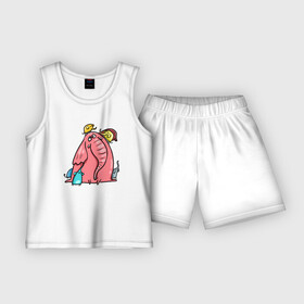 Детская пижама с шортами хлопок с принтом Розовая слоника со слонятами в Белгороде,  |  | розовый слон | слон | слониха | слоны | слонята