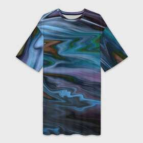 Платье-футболка 3D с принтом Сине зеленый абстрактный размытый узор в Белгороде,  |  | abstract pattern | blue | абстрактный узор | оттенки синего | пятна | размытый фон
