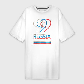 Платье-футболка хлопок с принтом Российский трехцветный флаг сердечками в Белгороде,  |  | 3д | патриотизм | россия | сердце | триколор | флаг