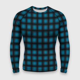 Мужской рашгард 3D с принтом Black and blue plaid в Белгороде,  |  | black and blue | plaid | plaid pattern | клетка | клетчатый узор | синий | черный | шотландка