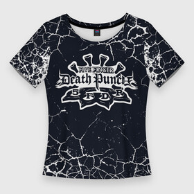Женская футболка 3D Slim с принтом Five Finger Death Punch  текстура мелкие трещины в Белгороде,  |  | 5fdp | 5фдп | ffdp | five finger death punch | metal | music | skeleton | sounds | метал | музыка | рок | череп