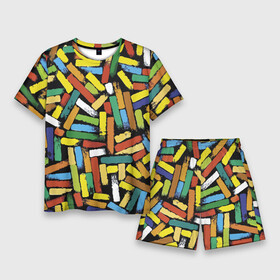 Мужской костюм с шортами 3D с принтом Летний паттерн из разноцветных мелков в Белгороде,  |  | abstraction | color | fashion | pattern | summer | абстракция | лето | мода | паттерн | цвет