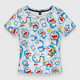 Женская футболка 3D Slim с принтом Doraemon  pattern в Белгороде,  |  | anime | cat | doraemon | japan | kitty | manga | аниме | анимэ | дораемон | дораэмон | кот | котенок | кошак | кошка | манга | нобита ноби | робот | япония