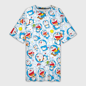 Платье-футболка 3D с принтом Doraemon  pattern в Белгороде,  |  | anime | cat | doraemon | japan | kitty | manga | аниме | анимэ | дораемон | дораэмон | кот | котенок | кошак | кошка | манга | нобита ноби | робот | япония