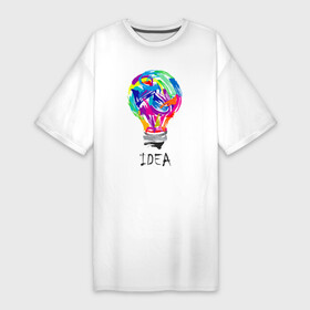 Платье-футболка хлопок с принтом I have idea в Белгороде,  |  | idea | light bulb | multicolored | идея | лампочка | разноцветная
