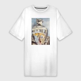 Платье-футболка хлопок с принтом Souvenir of Florence в Белгороде,  |  | абстракция | ваза | винтаж | геометрия | картина | классика | минимализм | отражение | синий | треугольник | экспрессионизм