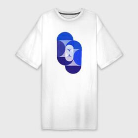 Платье-футболка хлопок с принтом Key Blue в Белгороде,  |  | абстракция | винтаж | геометрия | культура | минимализм | паттерн | синий | текстура