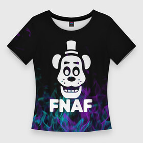 Женская футболка 3D Slim с принтом Five Nights At Freddy s  огонь неон в Белгороде,  |  | five nights at freddy | five nights at freddys | fnaf | logo | neon | игра | игры | лого | логотип | неон | символ | файв найтс эт фредди | фнаф
