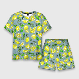 Мужской костюм с шортами 3D с принтом Порезанные лимоны  паттерн в Белгороде,  |  | greensoul | lemon | lemons | yellow lemons | желтые лимоны | желтые фрукты | желтый лимон | лимон | лимоны | рисунок лимонов | фрукт | фруктовая иллюстрация
