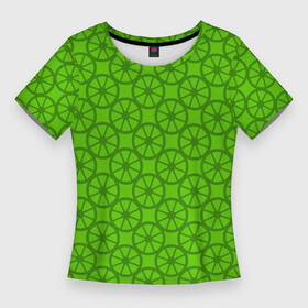 Женская футболка 3D Slim с принтом Зеленые колеса в Белгороде,  |  | абстрактные | классика | классические | нейтральные | спокойные | узор | узоры
