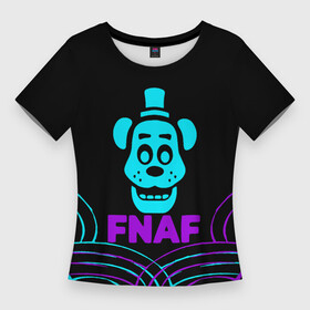 Женская футболка 3D Slim с принтом FNAF Фредди neon в Белгороде,  |  | at freddys | five nights | five nights at freddys | fnaf | game | games | paint | бонни | брызги | игра | игры | краска | пять ночей | пять ночей с фредди | с фредди | фнаф | фокси | фредди | чика