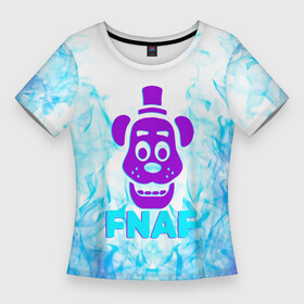 Женская футболка 3D Slim с принтом Five Nights At Freddy s  синий огонь на белом фоне в Белгороде,  |  | at freddys | five nights | five nights at freddys | fnaf | game | games | paint | бонни | брызги | игра | игры | краска | пять ночей | пять ночей с фредди | с фредди | фнаф | фокси | фредди | чика