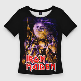 Женская футболка 3D Slim с принтом Iron Maiden  рок 80 х в Белгороде,  |  | iron maiden | железная дева | металл | рок | хеви металл