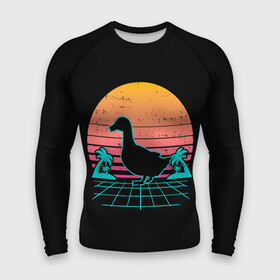 Мужской рашгард 3D с принтом Ретро утка в Белгороде,  |  | 80 | 90 | duck | mesh | night | palm trees | retro | sunset | закат | ночь | пальмы | ретро | сансет | сетка | утка