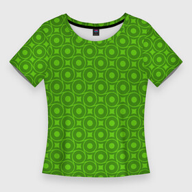 Женская футболка 3D Slim с принтом Зеленые круги и ромбы в Белгороде,  |  | абстрактные | классика | классические | нейтральные | спокойные | узор | узоры