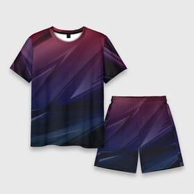 Мужской костюм с шортами 3D с принтом Geometry violet dark в Белгороде,  |  | 3d | 3д | black | red | texture | геометрия | красно синее | синий | текстуры | фигуры | фиолетовый | черно фиолетовый | черный