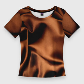 Женская футболка 3D Slim с принтом Шелк шоколадный оттенок в Белгороде,  |  | текстура шелка | ткань | шелк | шелк шоколад | шоколадный цвет