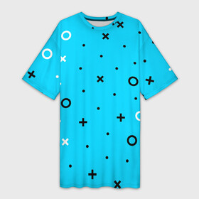 Платье-футболка 3D с принтом X O Плюсы и ноли в Белгороде,  |  | абстрактные | геометрия | классика | классические | нейтральные | спокойные | узор | узоры