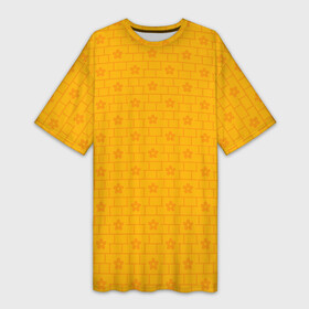 Платье-футболка 3D с принтом Желтые кирпичики и цветы в Белгороде,  |  | Тематика изображения на принте: абстрактные | геометрия | классика | классические | нейтральные | спокойные | узор | узоры