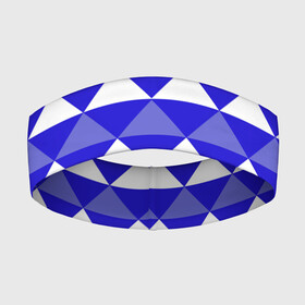 Повязка на голову 3D с принтом Бело синий геометрический узор в Белгороде,  |  | белый | геометрические фигуры | геометрический узор | синий | треугольники