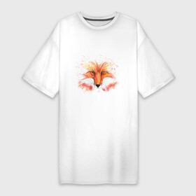 Платье-футболка хлопок с принтом Charming fox в Белгороде,  |  | animal | color | watercolor | акварель | животное | рыжий лис | цветной