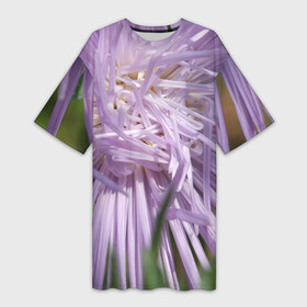 Платье-футболка 3D с принтом Астра в стиле хаос в Белгороде,  |  | астра | беспорядок | дача | игла | лепесток | лето | природа | растение | тонкий | участок | фазенда | фиолетовый | хоас | цветение | цветовод | цветоводство | цветок | цветы