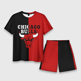 Мужской костюм с шортами 3D с принтом Чикаго Буллз black  red в Белгороде,  |  | basketball | chicago bulls | баскетбол | быки | чикаго буллз