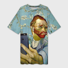 Платье-футболка 3D с принтом Ван Гог Селфи  Арт Портрет в Белгороде,  |  | van gogh | вангог | мем | художник | цветущие ветки миндаля