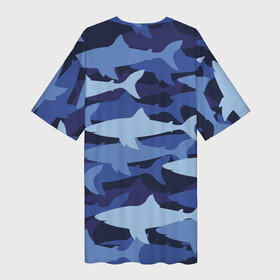 Платье-футболка 3D с принтом Акулий камуфляж  паттерн в Белгороде,  |  | camouflage | fin | pattern | shark | tail | акула | камуфляж | паттерн | плавник | хвост